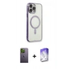 MARSİLYAN™- iPhone 13 Pro Max Kılıf Doruk Minimal - Siyah Bilvis 5in1 3D Magic Cam Ekran Koruyucu + Neon Fosforlu Kamera Lens - YL