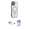 MARSİLYAN™- iPhone 13 Pro Max Kılıf Doruk Minimal - Siyah Bilvis 5in1 3D Magic Cam Ekran Koruyucu + Pers Alüminyum Kamera Lens - SABE