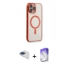 MARSİLYAN™- iPhone 13 Pro Max Kılıf Doruk Minimal - Siyah Bilvis 5in1 3D Magic Cam Ekran Koruyucu + Pers Alüminyum Kamera Lens - LT