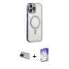 MARSİLYAN™- iPhone 13 Pro Max Kılıf Doruk Minimal - Siyah Bilvis 5in1 3D Magic Cam Ekran Koruyucu + Rainbow Kamera Lens Koruma Cam - KI