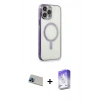 MARSİLYAN™- iPhone 13 Pro Max Kılıf Doruk Minimal - Siyah Bilvis 5in1 3D Magic Cam Ekran Koruyucu + Rainbow Kamera Lens Koruma Cam - MI