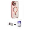 MARSİLYAN™- iPhone 13 Pro Max Kılıf Doruk Minimal - Siyah Bilvis 5in1 3D Magic Cam Ekran Koruyucu + Rainbow Kamera Lens Koruma Cam - KI