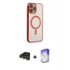 MARSİLYAN™- iPhone 13 Pro Max Kılıf Doruk Minimal - Siyah Bilvis 5in1 3D Magic Cam Ekran Koruyucu + Raze Metal Kamera Lens - GD