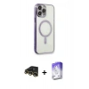 MARSİLYAN™- iPhone 13 Pro Max Kılıf Doruk Minimal - Siyah Bilvis 5in1 3D Magic Cam Ekran Koruyucu + Raze Metal Kamera Lens - GD