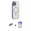 MARSİLYAN™- iPhone 13 Pro Max Kılıf Doruk Minimal - Siyah Bilvis 5in1 3D Magic Cam Ekran Koruyucu + Renkli Kamera Lens Koruma Cam - SI