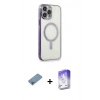 MARSİLYAN™- iPhone 13 Pro Max Kılıf Doruk Minimal - Siyah Bilvis 5in1 3D Magic Cam Ekran Koruyucu + Shine Kamera Lens Koruma Cam - GI