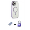 MARSİLYAN™- iPhone 13 Pro Max Kılıf Doruk Minimal - Siyah Bilvis 5in1 5D Magic Hayalet Cam Ekran Koruyucu + Koyu Yeşil Metal Kamera Lens Koruma Cam