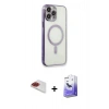 MARSİLYAN™- iPhone 13 Pro Max Kılıf Doruk Minimal - Siyah Bilvis 5in1 5D Magic Hayalet Cam Ekran Koruyucu + Pers Alüminyum Kamera Lens - KI