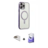 MARSİLYAN™- iPhone 13 Pro Max Kılıf Doruk Minimal - Siyah Bilvis 5in1 5D Magic Hayalet Cam Ekran Koruyucu + Pers Alüminyum Kamera Lens - GD