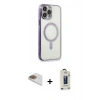 MARSİLYAN™- iPhone 13 Pro Max Kılıf Doruk Minimal - Siyah Bilvis Hayalet Cam Ekran Koruyucu + Pers Alüminyum Kamera Lens - GD