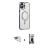 MARSİLYAN™- iPhone 13 Pro Max Kılıf Doruk Minimal - Siyah Bilvis Hayalet Cam Ekran Koruyucu + Pers Alüminyum Kamera Lens - GD
