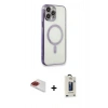 MARSİLYAN™- iPhone 13 Pro Max Kılıf Doruk Minimal - Siyah Bilvis Hayalet Cam Ekran Koruyucu + Pers Alüminyum Kamera Lens - KI