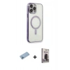 MARSİLYAN™- iPhone 13 Pro Max Kılıf Doruk Minimal - Siyah Bilvis Hayalet Cam Ekran Koruyucu + Shine Kamera Lens Koruma Cam - MI