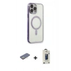 MARSİLYAN™- iPhone 13 Pro Max Kılıf Doruk Minimal - Siyah Bilvis Hayalet Cam Ekran Koruyucu + Renkli Kamera Lens Koruma Cam - SI