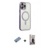 MARSİLYAN™- iPhone 13 Pro Max Kılıf Doruk Minimal - Siyah Bilvis Hayalet Cam Ekran Koruyucu + Shine Kamera Lens Koruma Cam - PE