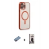 MARSİLYAN™- iPhone 13 Pro Max Kılıf Doruk Minimal - Siyah Bilvis Hayalet Cam Ekran Koruyucu + Shine Kamera Lens Koruma Cam - PE