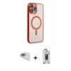 MARSİLYAN™- iPhone 13 Pro Max Kılıf Doruk Minimal - Siyah Bilvis Hayalet Cam Ekran Koruyucu + Pers Alüminyum Kamera Lens - SABE
