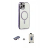 MARSİLYAN™- iPhone 13 Pro Max Kılıf Doruk Minimal - Siyah Bilvis Hayalet Cam Ekran Koruyucu + Renkli Kamera Lens Koruma Cam - TU