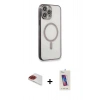 MARSİLYAN™- iPhone 13 Pro Max Kılıf Doruk Minimal - Siyah Joko 5D Cam + Pers Alüminyum Kamera Lens - KI