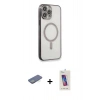 MARSİLYAN™- iPhone 13 Pro Max Kılıf Doruk Minimal - Siyah Joko 5D Cam + Renkli Kamera Lens Koruma Cam - YL