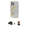 MARSİLYAN™- iPhone 13 Pro Max Kılıf Eksen Asil Prime - Şeffaf Maxco Cam Ekran Koruyucu + Gold Raze Metal Kamera Lens