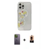 MARSİLYAN™- iPhone 13 Pro Max Kılıf Eksen Asil Prime - Şeffaf Maxco Cam Ekran Koruyucu + Neon Fosforlu Kamera Lens - YL