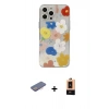 MARSİLYAN™- iPhone 13 Pro Max Kılıf Eksen Asil Prime - Şeffaf Maxco Cam Ekran Koruyucu + Renkli Kamera Lens Koruma Cam - PE