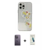 MARSİLYAN™- iPhone 13 Pro Max Kılıf Eksen Asil Prime - Şeffaf Pasifik Cam Ekran Koruyucu + Neon Fosforlu Kamera Lens - BZ