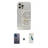MARSİLYAN™- iPhone 13 Pro Max Kılıf Eksen Asil Prime - Şeffaf Pasifik Cam Ekran Koruyucu + Neon Fosforlu Kamera Lens - MI