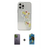 MARSİLYAN™- iPhone 13 Pro Max Kılıf Eksen Asil Prime - Siyah 18D Cam Ekran Koruyucu + Neon Fosforlu Kamera Lens - YL