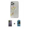 MARSİLYAN™- iPhone 13 Pro Max Kılıf Eksen Asil Prime - Siyah 18D Cam Ekran Koruyucu + Neon Fosforlu Kamera Lens - YL