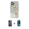 MARSİLYAN™- iPhone 13 Pro Max Kılıf Eksen Asil Prime - Siyah 18D Cam Ekran Koruyucu + Neon Fosforlu Kamera Lens - MI