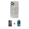 MARSİLYAN™- iPhone 13 Pro Max Kılıf Eksen Asil Prime - Siyah 18D Cam Ekran Koruyucu + Neon Fosforlu Kamera Lens - MI