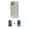 MARSİLYAN™- iPhone 13 Pro Max Kılıf Eksen Asil Prime - Siyah 18D Cam Ekran Koruyucu + Neon Fosforlu Kamera Lens - MI