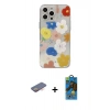 MARSİLYAN™- iPhone 13 Pro Max Kılıf Eksen Asil Prime - Siyah 18D Cam Ekran Koruyucu + Renkli Kamera Lens Koruma Cam - TU