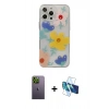 MARSİLYAN™- iPhone 13 Pro Max Kılıf Eksen Asil Prime - Siyah 3D Antistatik Cam Ekran Koruyucu + Neon Fosforlu Kamera Lens - YL