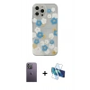 MARSİLYAN™- iPhone 13 Pro Max Kılıf Eksen Asil Prime - Siyah 3D Antistatik Cam Ekran Koruyucu + Neon Fosforlu Kamera Lens - BZ