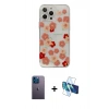 MARSİLYAN™- iPhone 13 Pro Max Kılıf Eksen Asil Prime - Siyah 3D Antistatik Cam Ekran Koruyucu + Neon Fosforlu Kamera Lens - MI