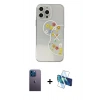 MARSİLYAN™- iPhone 13 Pro Max Kılıf Eksen Asil Prime - Siyah 3D Antistatik Cam Ekran Koruyucu + Neon Fosforlu Kamera Lens - MI