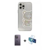 MARSİLYAN™- iPhone 13 Pro Max Kılıf Eksen Asil Prime - Siyah 3D Antistatik Cam Ekran Koruyucu + Neon Fosforlu Kamera Lens - BZ