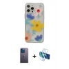 MARSİLYAN™- iPhone 13 Pro Max Kılıf Eksen Asil Prime - Siyah 3D Antistatik Cam Ekran Koruyucu + Neon Fosforlu Kamera Lens - MI