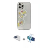 MARSİLYAN™- iPhone 13 Pro Max Kılıf Eksen Asil Prime - Siyah 3D Antistatik Cam Ekran Koruyucu + Pers Alüminyum Kamera Lens - LT