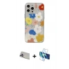 MARSİLYAN™- iPhone 13 Pro Max Kılıf Eksen Asil Prime - Siyah 3D Antistatik Cam Ekran Koruyucu + Rainbow Kamera Lens Koruma Cam - MR