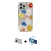 MARSİLYAN™- iPhone 13 Pro Max Kılıf Eksen Asil Prime - Siyah 3D Antistatik Cam Ekran Koruyucu + Rainbow Kamera Lens Koruma Cam - BZ