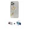 MARSİLYAN™- iPhone 13 Pro Max Kılıf Eksen Asil Prime - Siyah 3D Antistatik Cam Ekran Koruyucu + Rainbow Kamera Lens Koruma Cam - KI