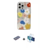 MARSİLYAN™- iPhone 13 Pro Max Kılıf Eksen Asil Prime - Siyah 3D Antistatik Cam Ekran Koruyucu + Renkli Kamera Lens Koruma Cam - PE