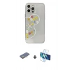 MARSİLYAN™- iPhone 13 Pro Max Kılıf Eksen Asil Prime - Siyah 3D Antistatik Cam Ekran Koruyucu + Renkli Kamera Lens Koruma Cam - SI