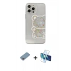 MARSİLYAN™- iPhone 13 Pro Max Kılıf Eksen Asil Prime - Siyah 3D Antistatik Cam Ekran Koruyucu + Shine Kamera Lens Koruma Cam - GI