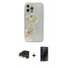MARSİLYAN™- iPhone 13 Pro Max Kılıf Eksen Asil Prime - Siyah 3D Antistatik Hayalet Cam Ekran Koruyucu + Raze Metal Kamera Lens - GD
