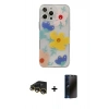 MARSİLYAN™- iPhone 13 Pro Max Kılıf Eksen Asil Prime - Siyah 3D Antistatik Hayalet Cam Ekran Koruyucu + Raze Metal Kamera Lens - GD